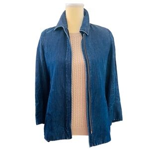 Lafayette 148 New York Full Zip Denim Jacket Size 0 Petite